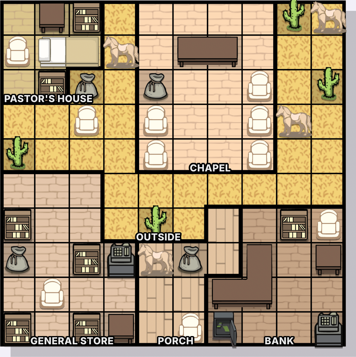 Frontier Town game board screenshot