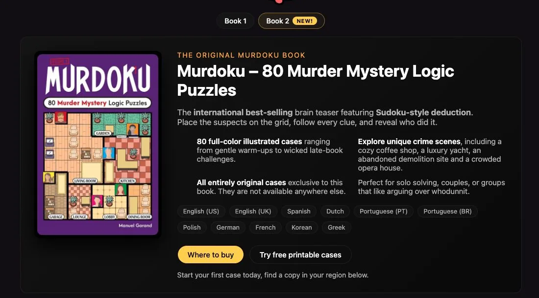 Murdoku 公式書籍ページのスクリーンショット