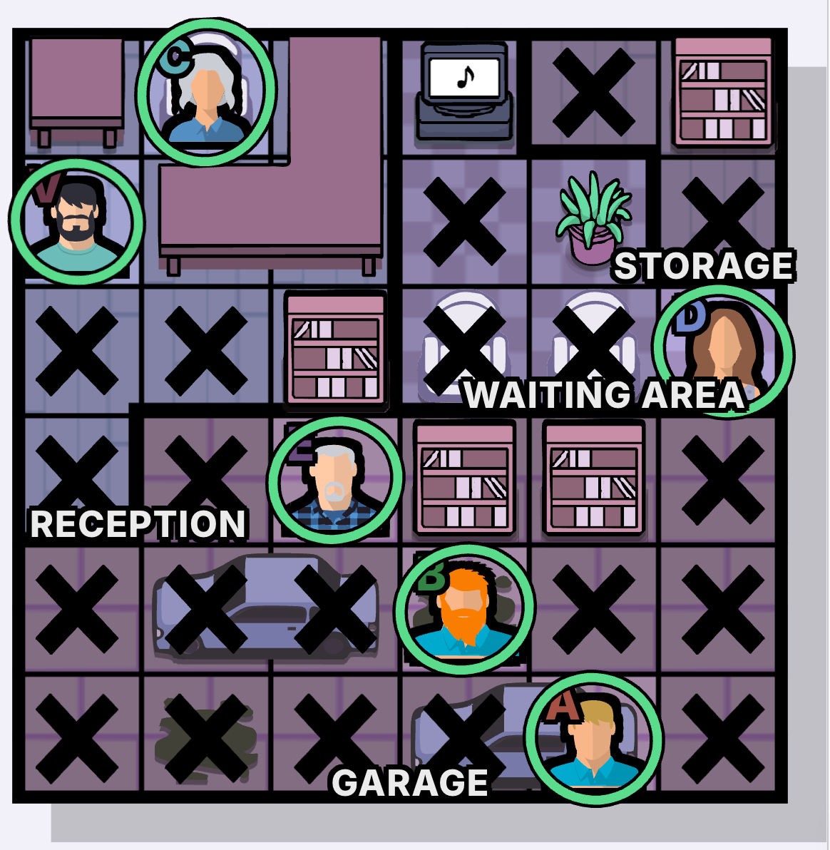 Car Repair / Taller mecánico Murdoku walkthrough - solución y tablero resuelto