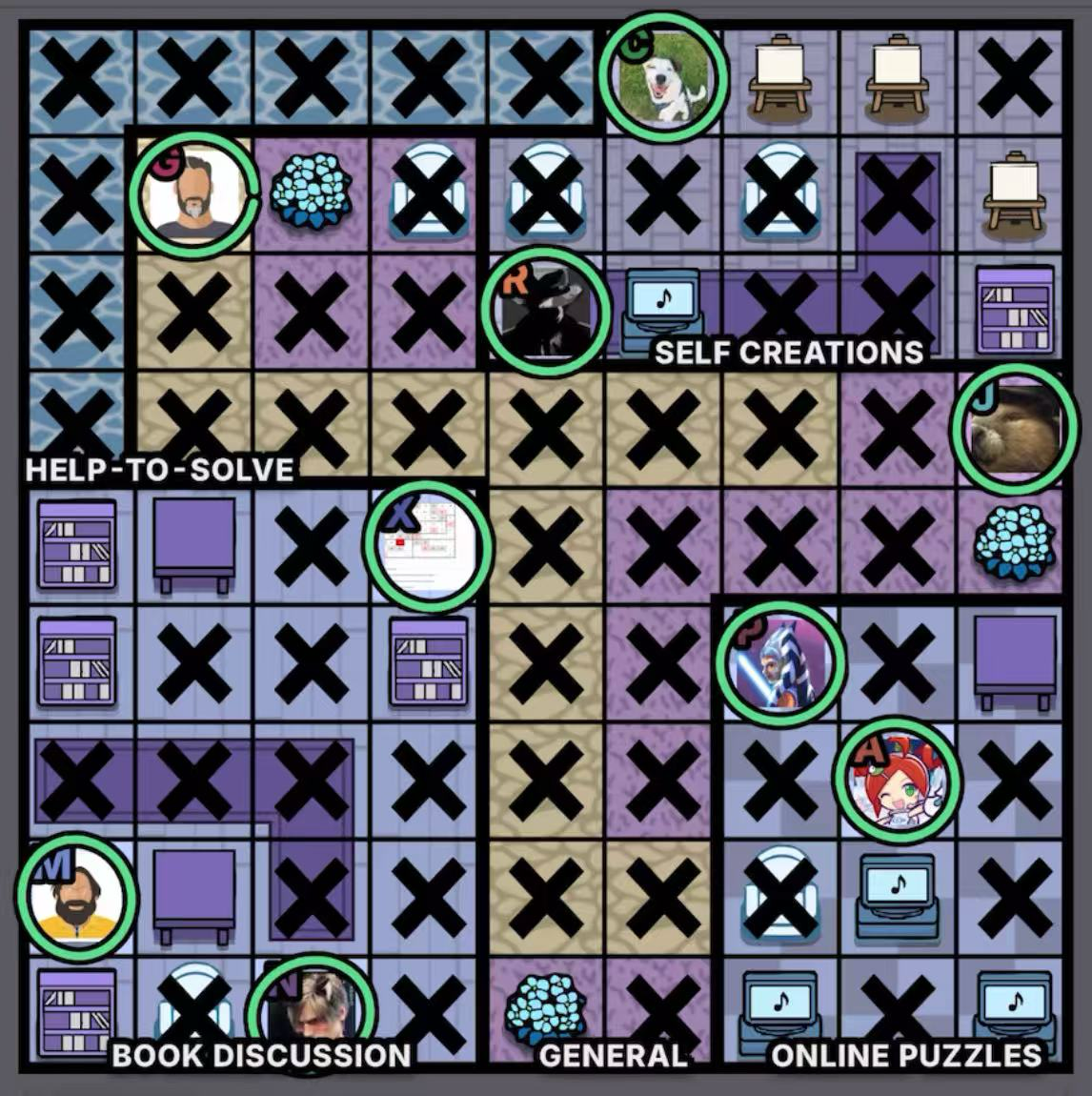 La Isla de Discord Murdoku solución - tablero resuelto