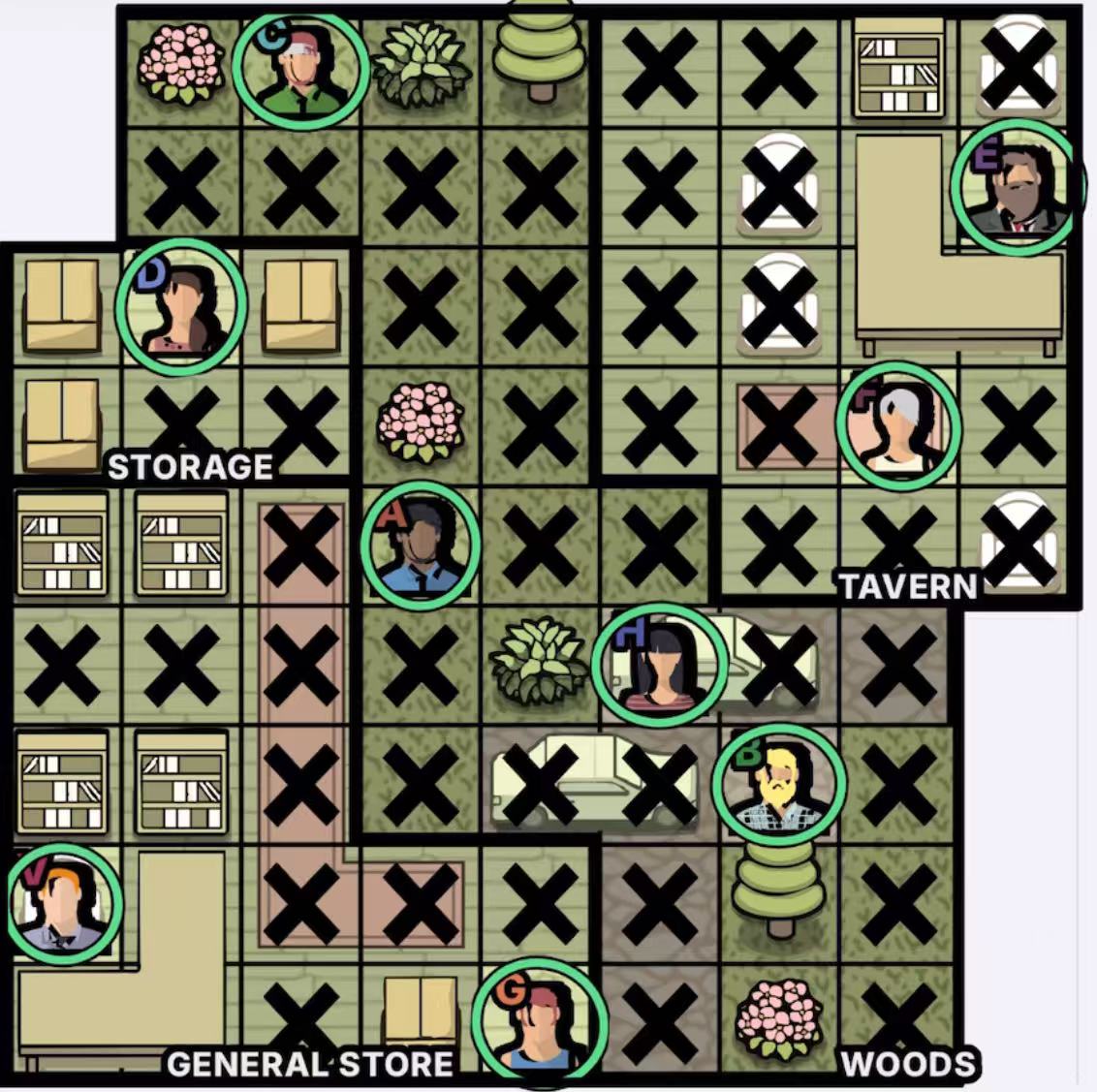 The Remote Village Murdoku solution - solved board