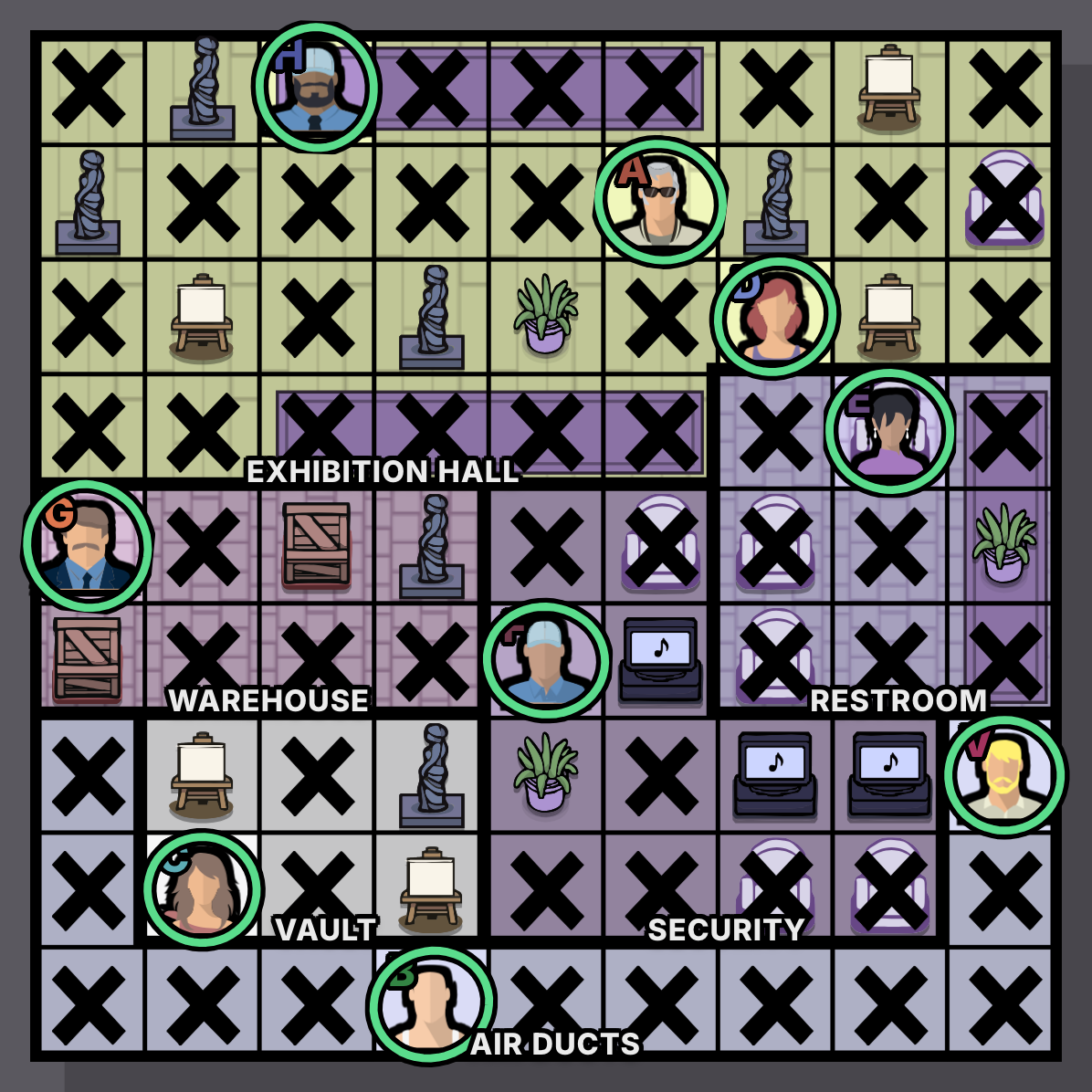 El robo en el museo de arte Murdoku solución - tablero resuelto
