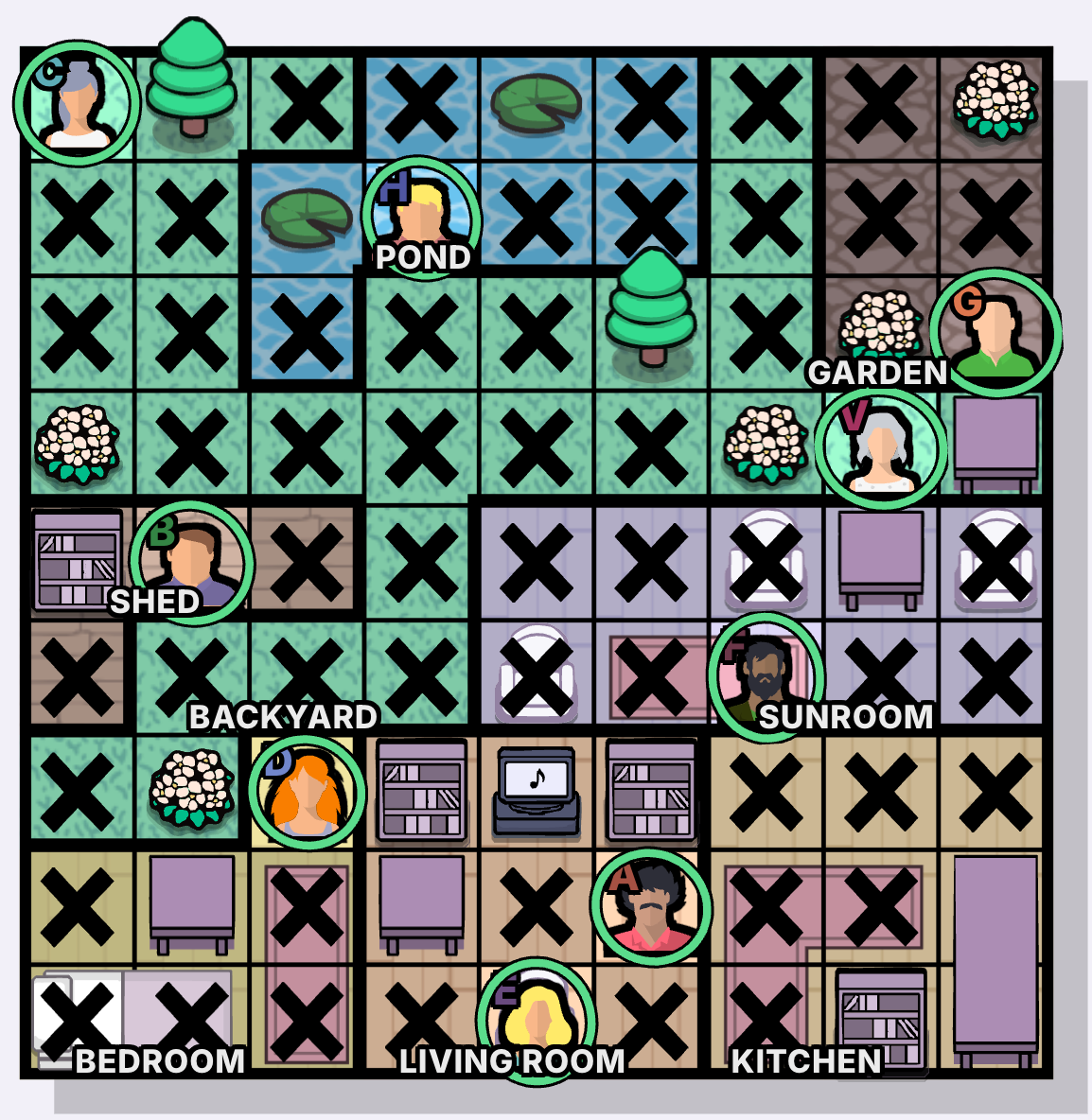 The Backyard Garden Murdoku walkthrough answer - solved board